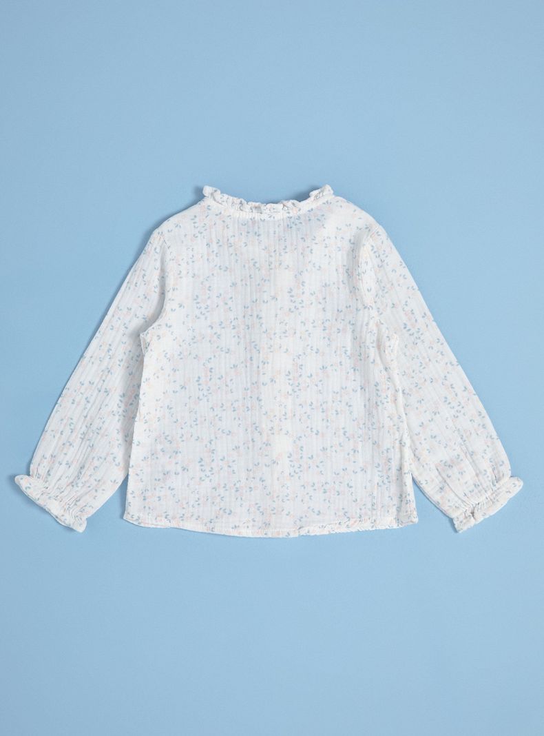 Blusa con Cuello Vuelos y Estampado-1