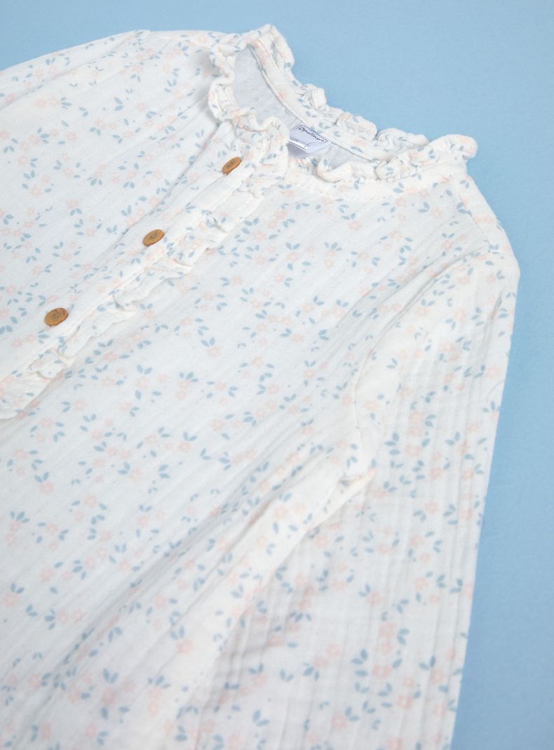 Blusa con Cuello Vuelos y Estampado-2