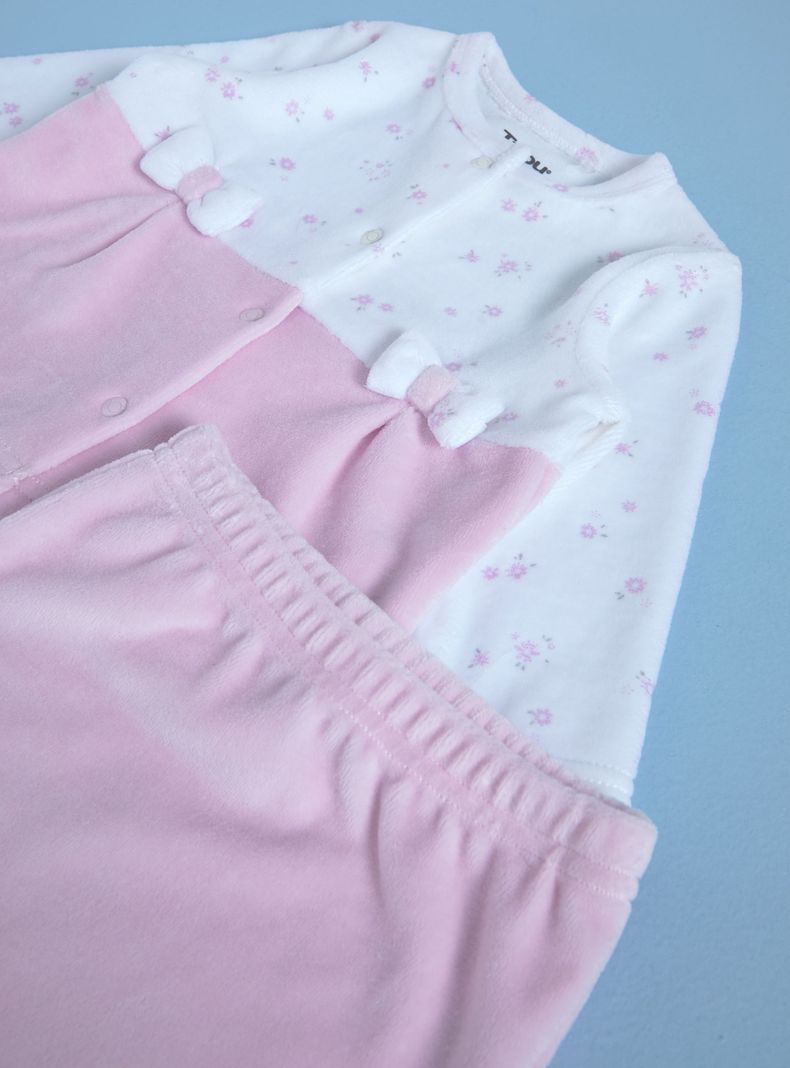 Conjunto de Velour Estampado con Moños Delanteros-2