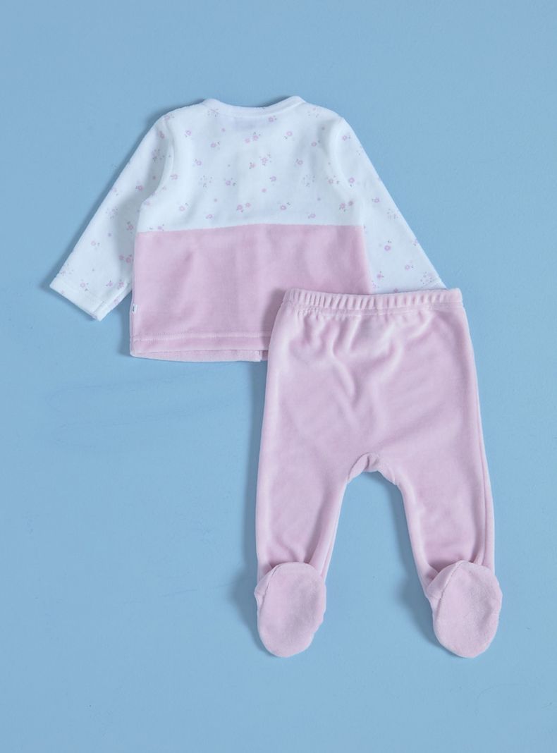 Conjunto de Velour Estampado con Moños Delanteros-1