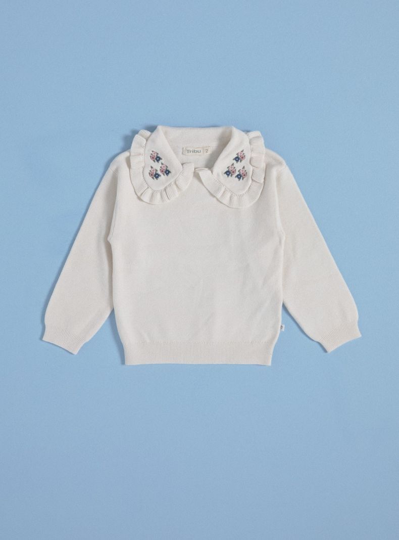 Sweater con Cuello Bobo Bordado-0