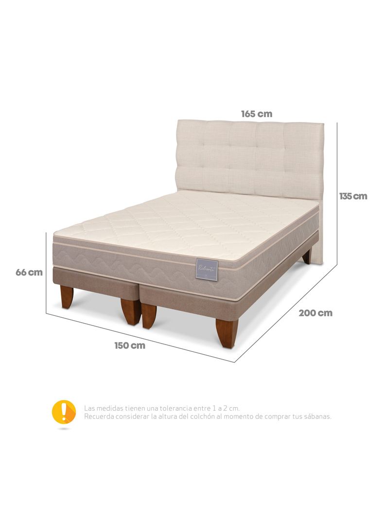 Cama Europea Rilassati Base Dividida 2 Plazas + Respaldo Ebro-1