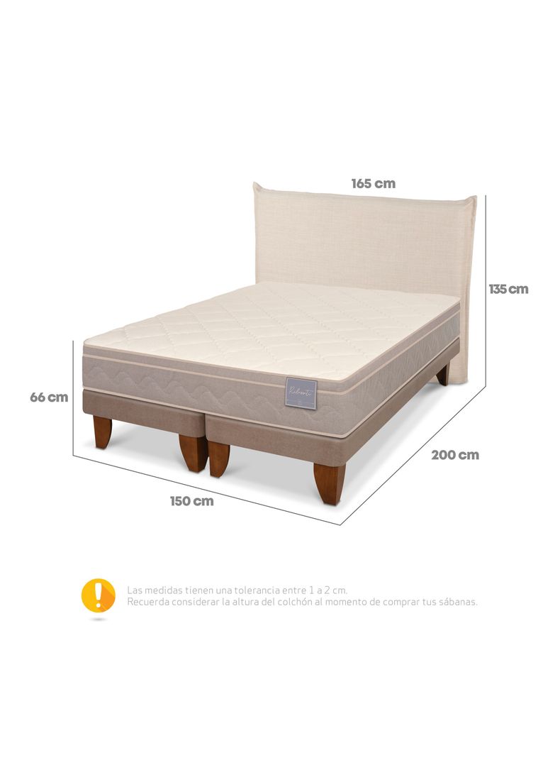 Cama Europea Rilassati Base Dividida 2 Plazas + Respaldo Tiber-1
