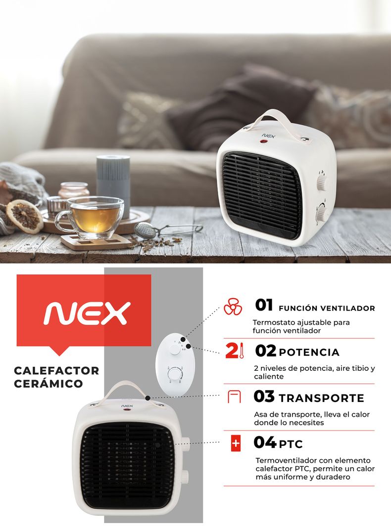 Calefactor Cerámico 1200W CFH170B Blanco-4