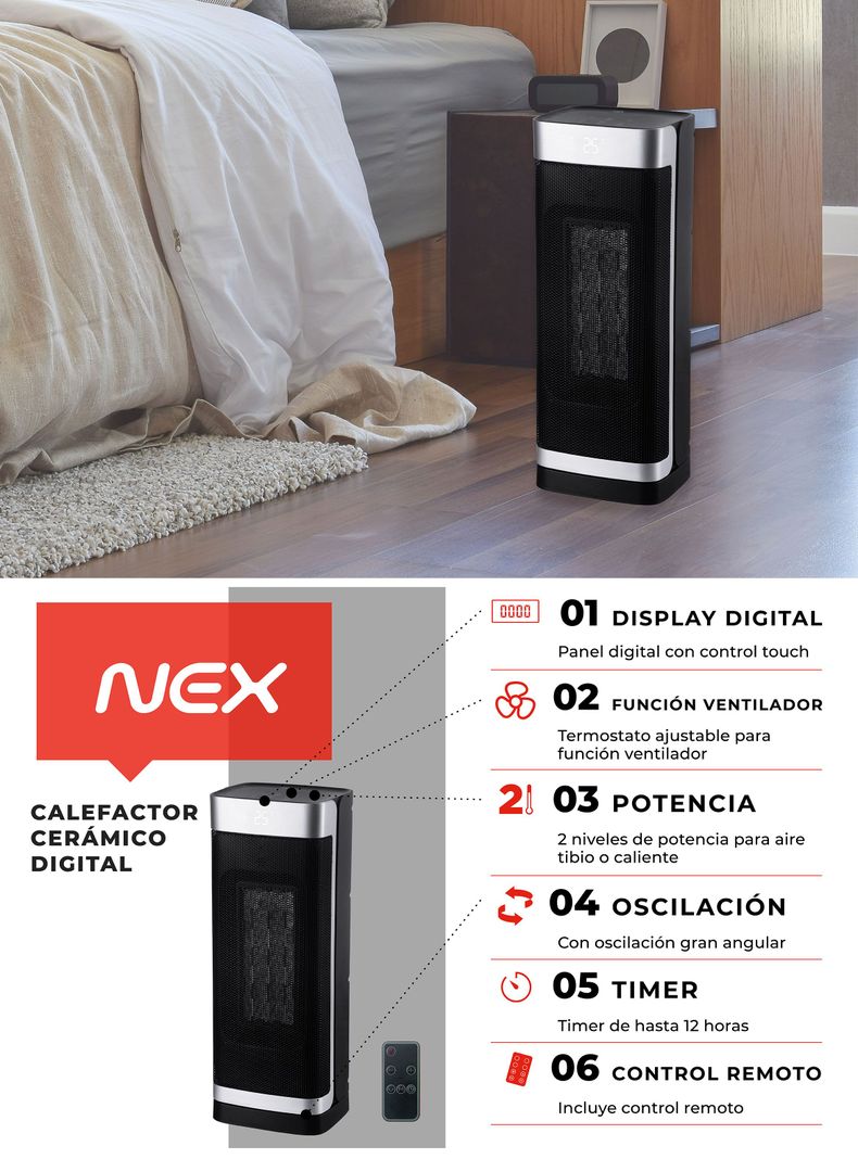 Calefactor Cerámico Digital 2000W CFHDIGL-4
