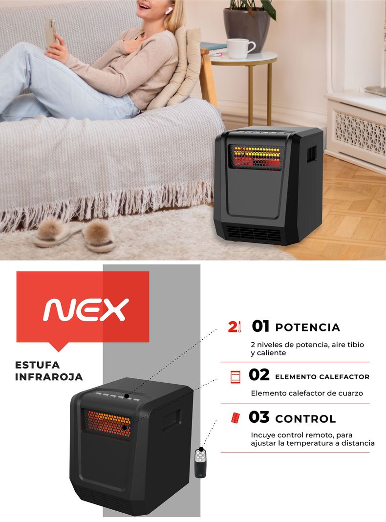 Estufa Infraroja 1500W EIR1500-4