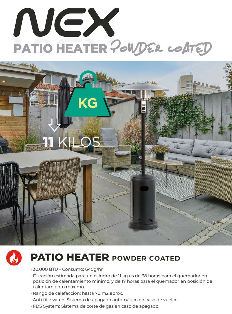 Estufa de Exterior Patio Heater Powder 8800W Coated-5