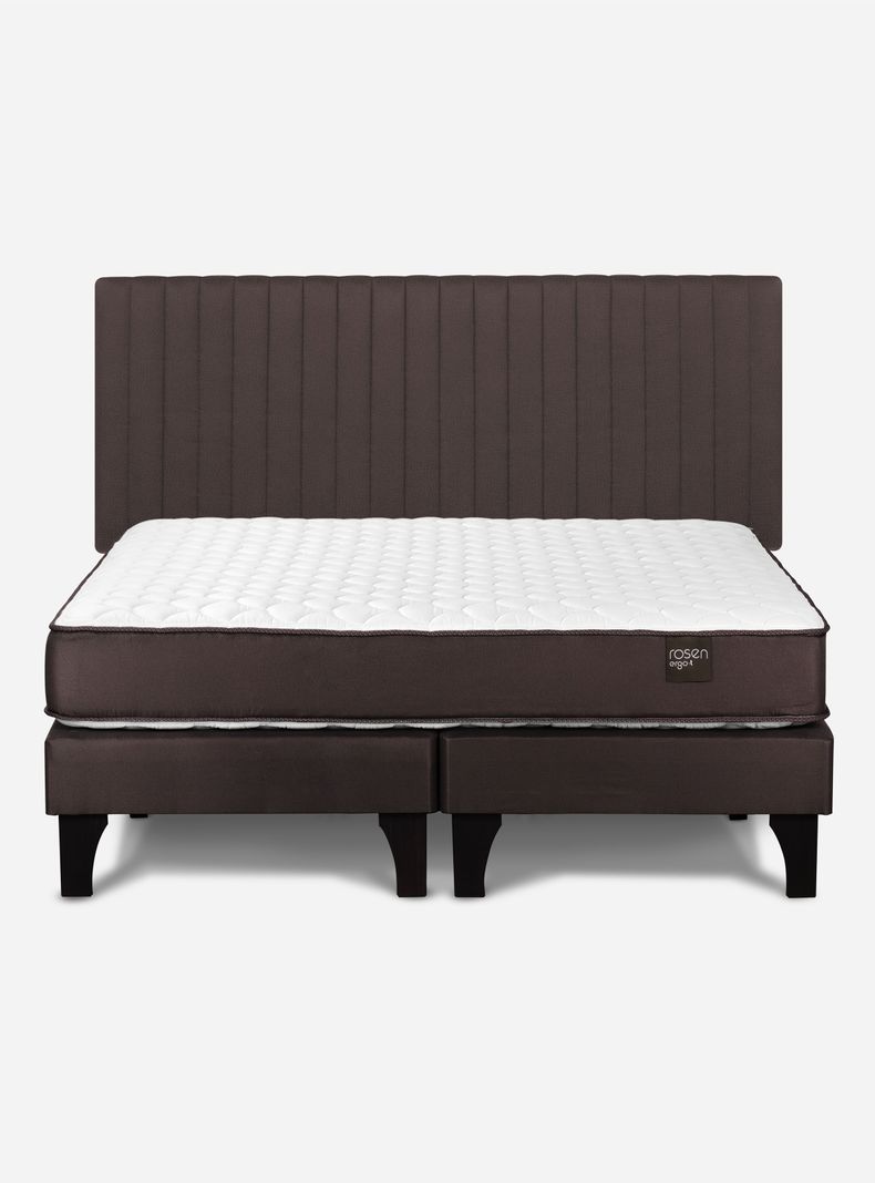 Cama Europea Ergo T New 2 Plazas Base Dividida + Respaldo Lucio Chocolate-1