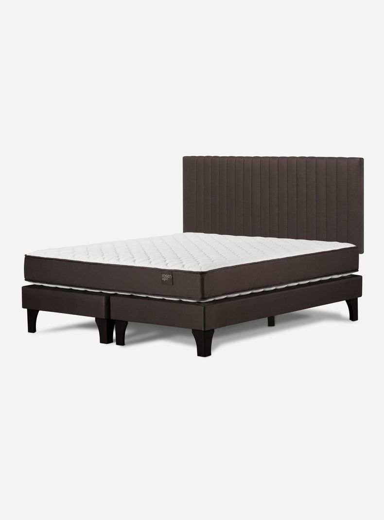 Cama Europea Ergo T New 2 Plazas Base Dividida + Respaldo Lucio Chocolate-0