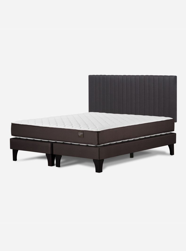 Cama Europea Ergo T New 2 Plazas Base Dividida + Respaldo Lucio Grafito-0