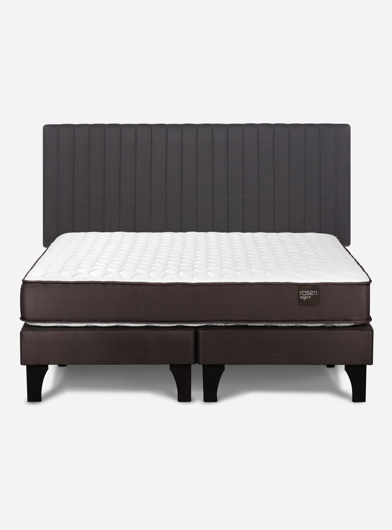 Cama Europea Ergo T New 2 Plazas Base Dividida + Respaldo Lucio Grafito-1