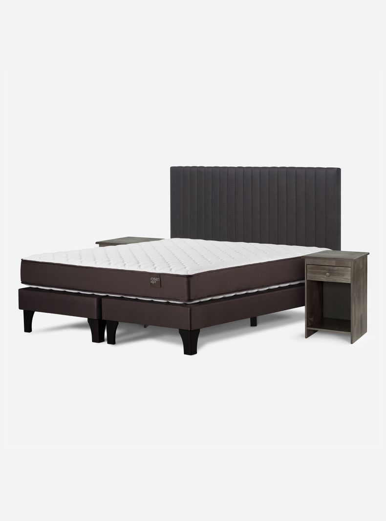 Cama Europea Ergo T New 2 Plazas Base Dividida + Set de Muebles Lucio Grafito-0