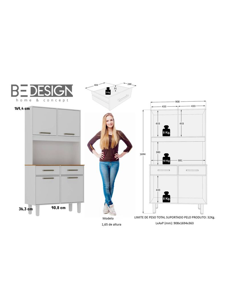 Mueble de Cocina Pop 4P 2C-1