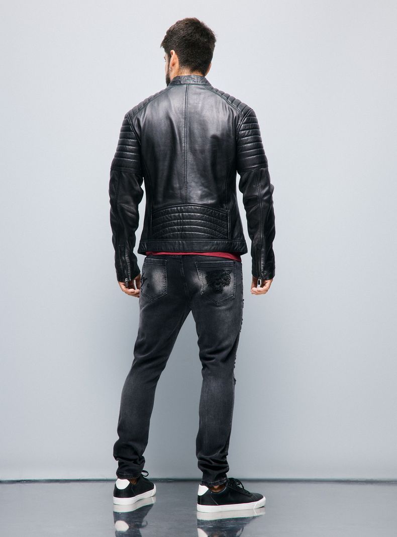 Chaqueta Cuero Real Biker Ed Hardy-5