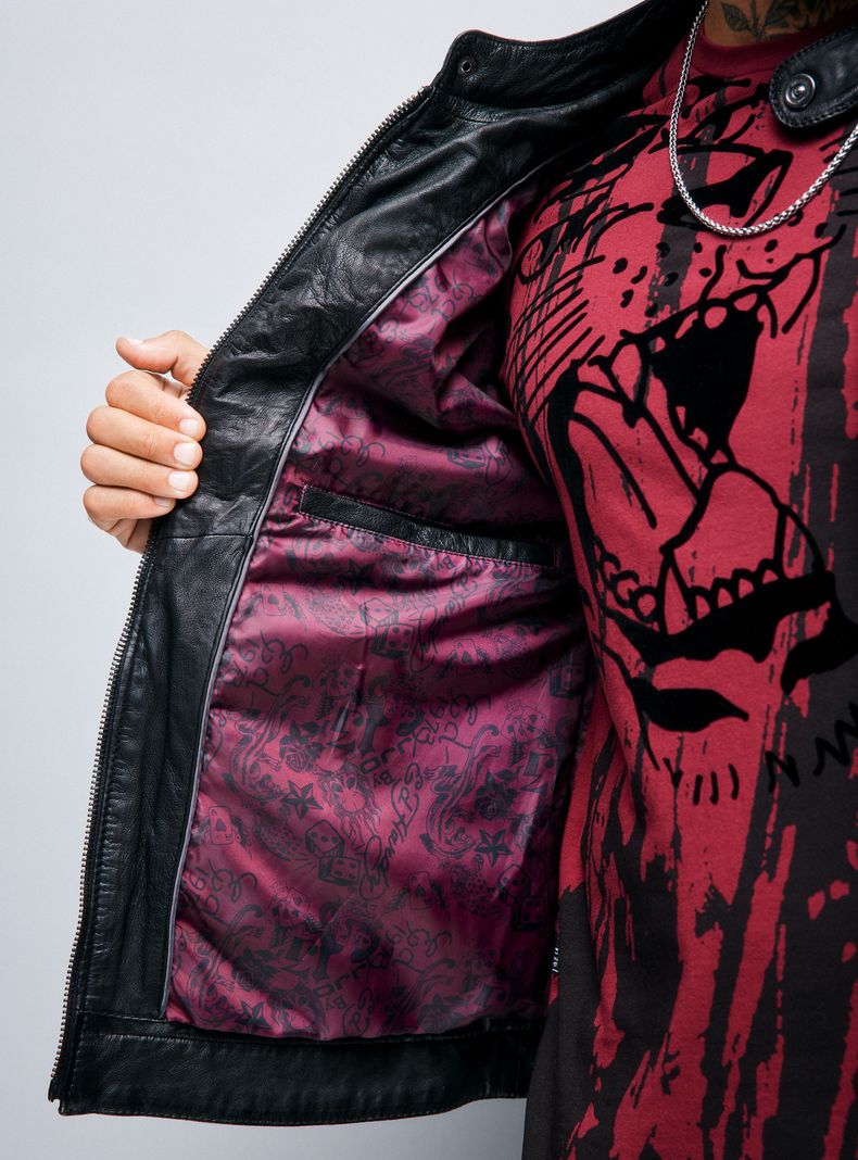 Chaqueta Cuero Real Biker Ed Hardy-2