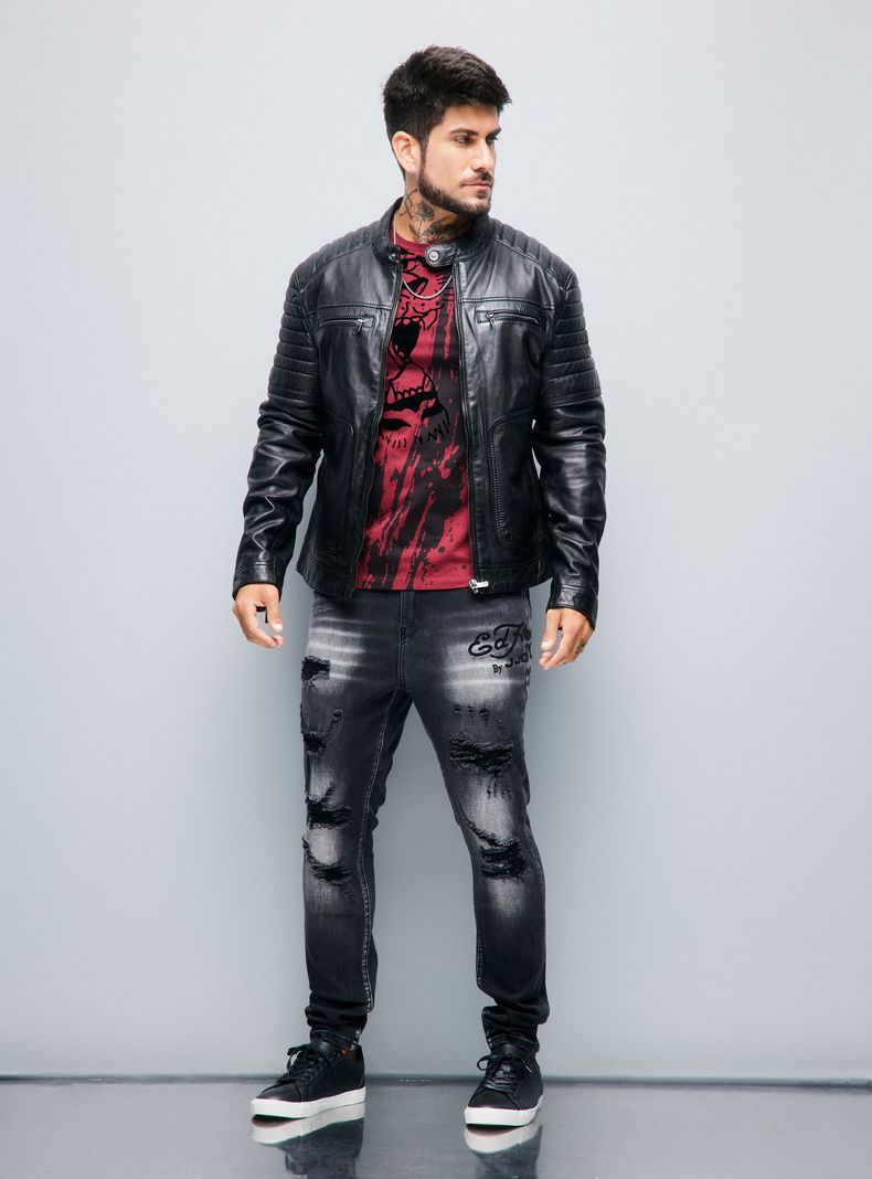 Chaqueta Cuero Real Biker Ed Hardy-4