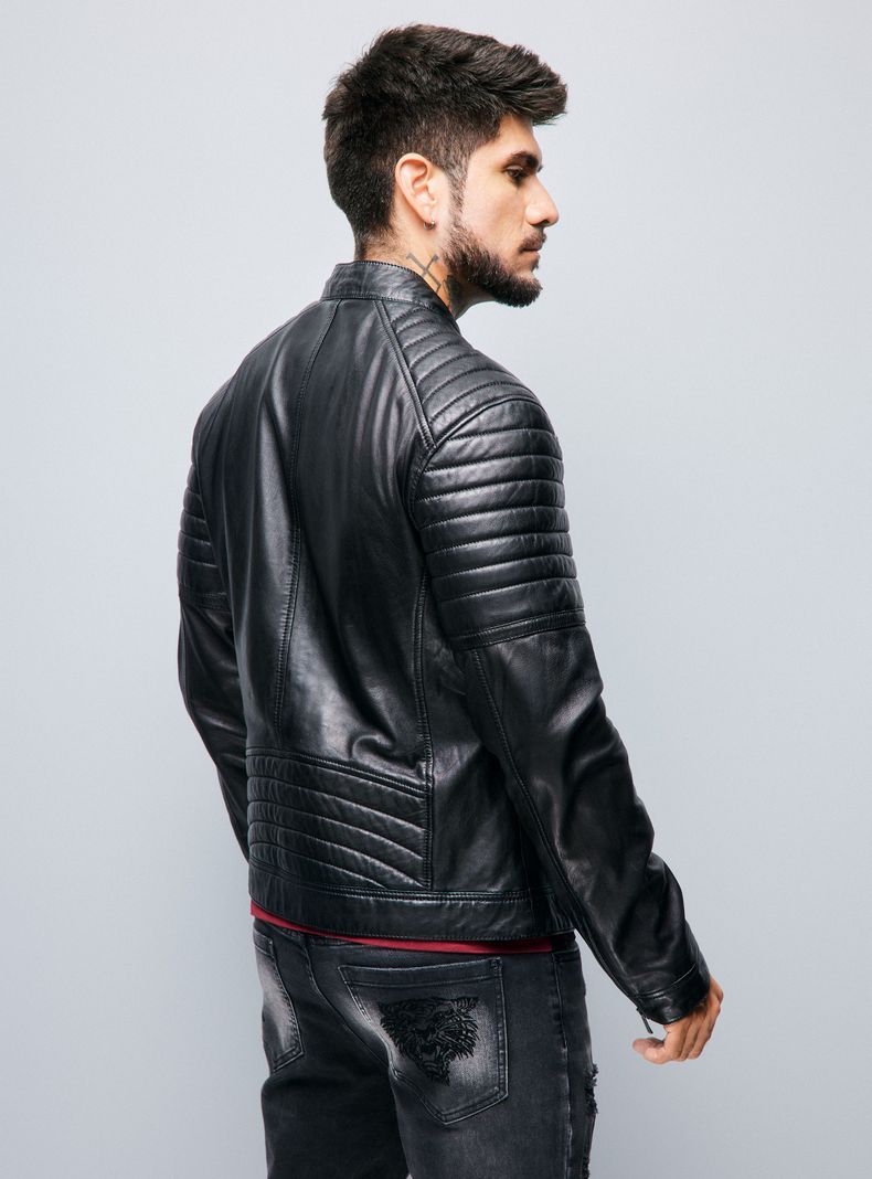 Chaqueta Cuero Real Biker Ed Hardy-1