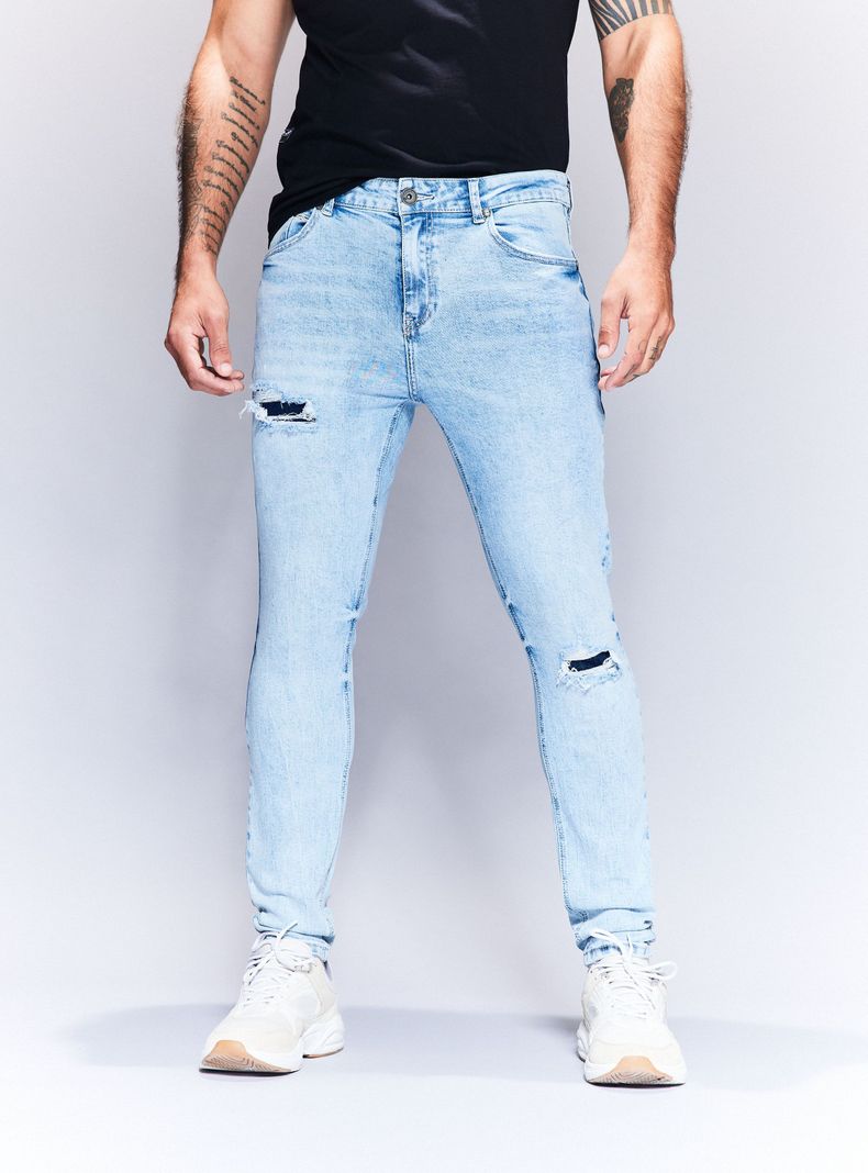 Jeans Lavado Craquelado Roturas-0