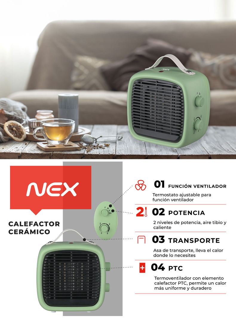 Calefactor Cerámico 1200W CFH170V Verde-4