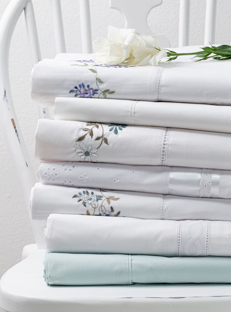 Sábanas 2 Plazas Nina Herrera 220 Hilos Broderie Blanco-3
