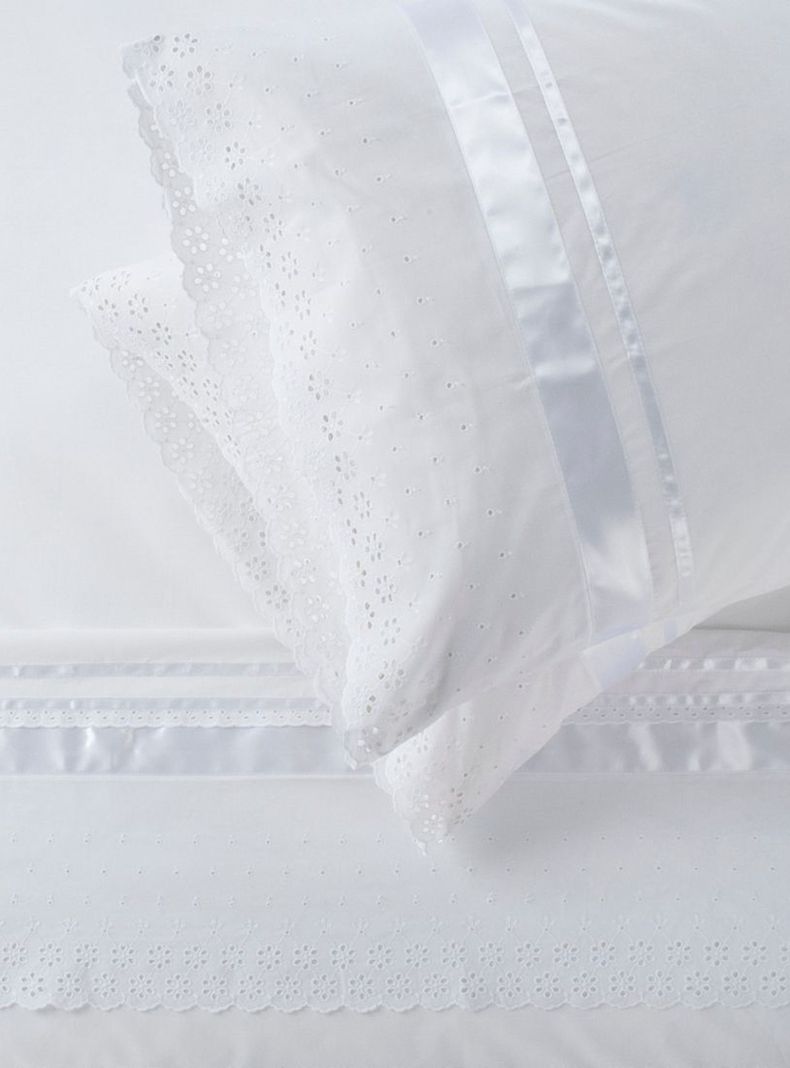 Sábanas King Nina Herrera 220 Hilos Broderie Blanco-0