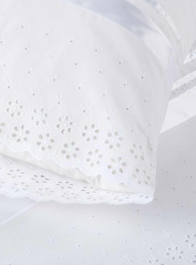 Sábanas 1.5 Plaza Nina Herrera 220 Hilos Broderie Blanco-1
