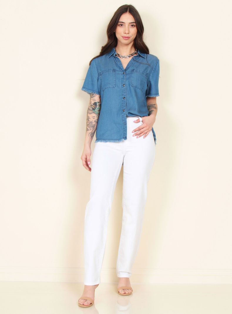 Blusa Manga Corta Lyocell Bolsillos Abotonada-4