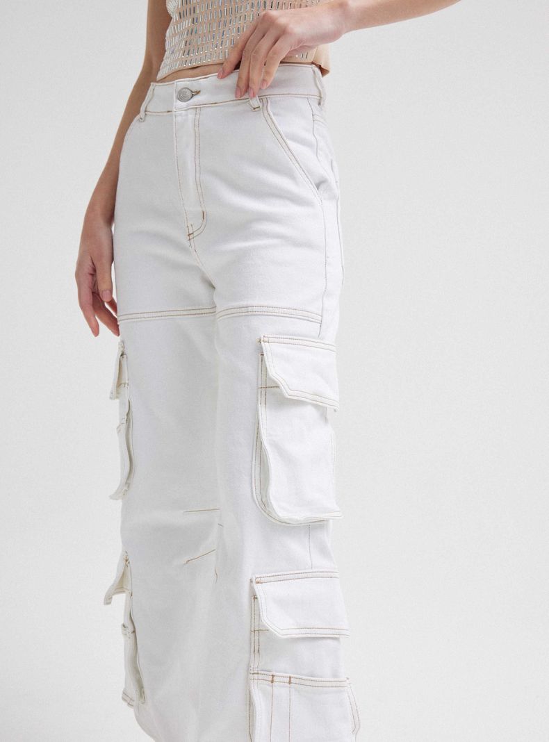 Jeans Cargo Bolsillos Tiro Medio-2