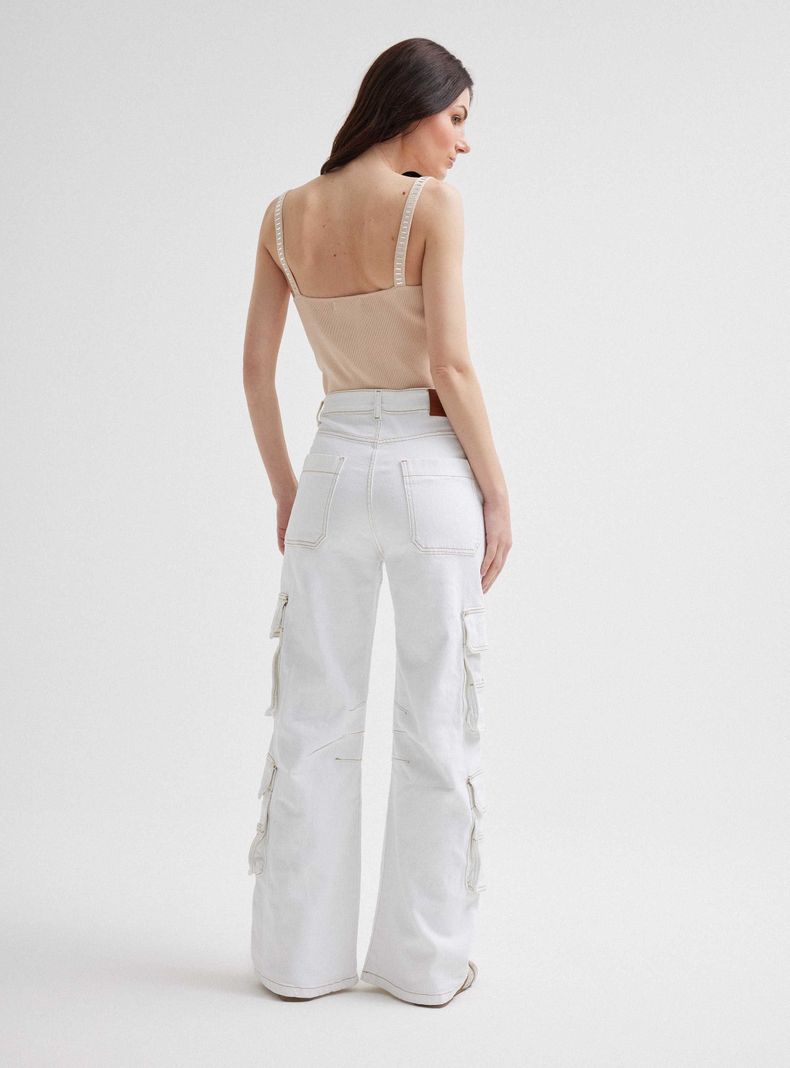 Jeans Cargo Bolsillos Tiro Medio-5