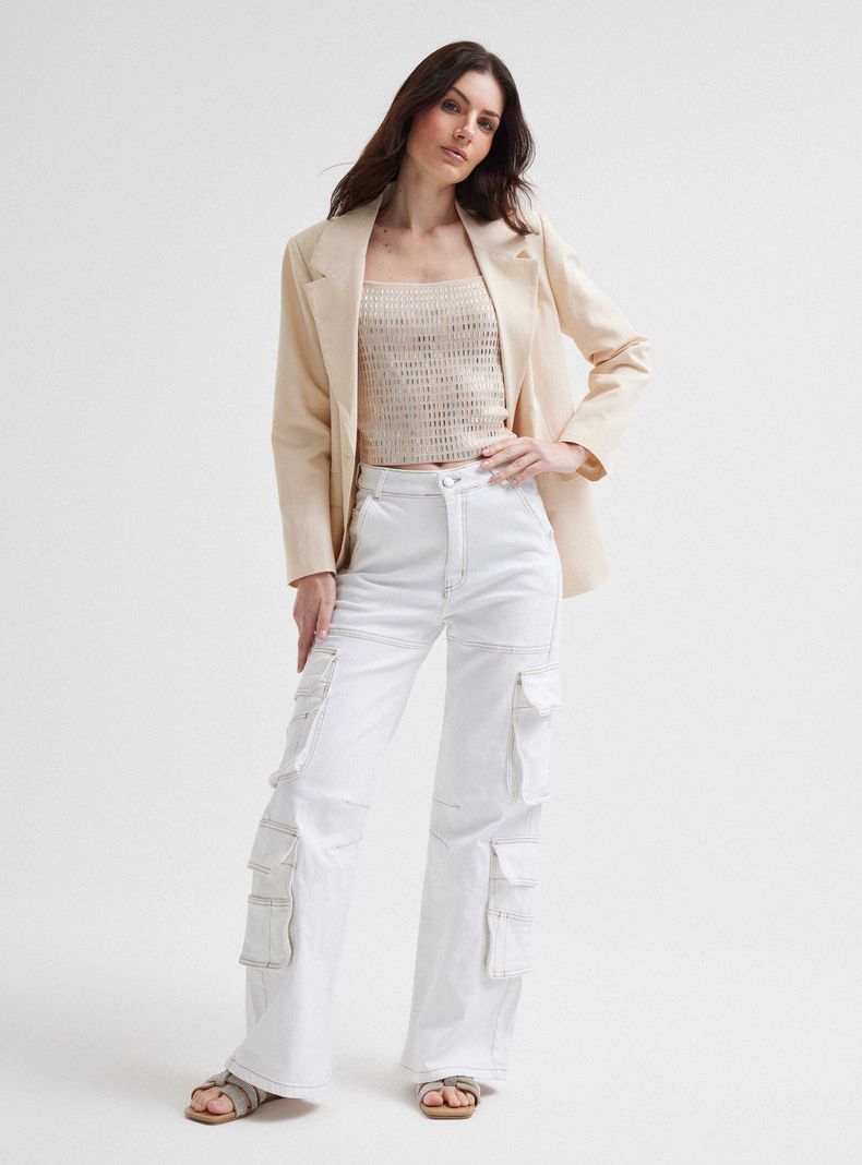 Jeans Cargo Bolsillos Tiro Medio-4