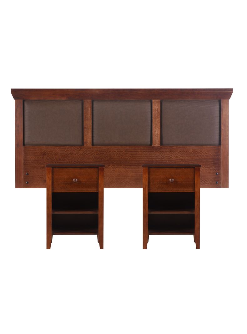 Set Muebles New Torino Café: Respaldo King + 2 Veladores
