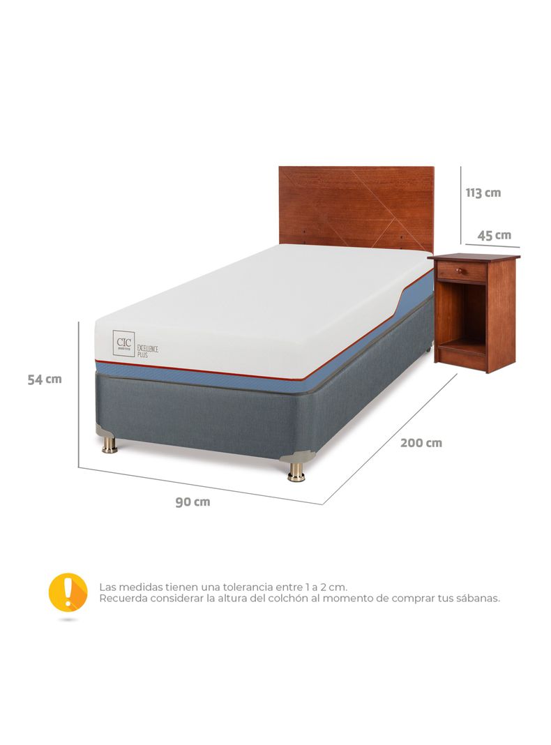 Cama Europea Excellence Plus 1 Plaza + Set de Muebles New Villarrica-1
