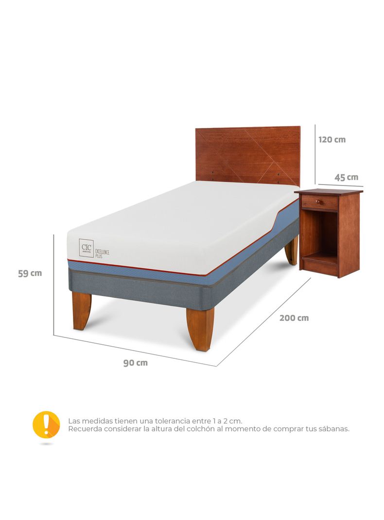 Cama Europea Excellence Plus 1 Plaza + Set Muebles New Villarrica-1