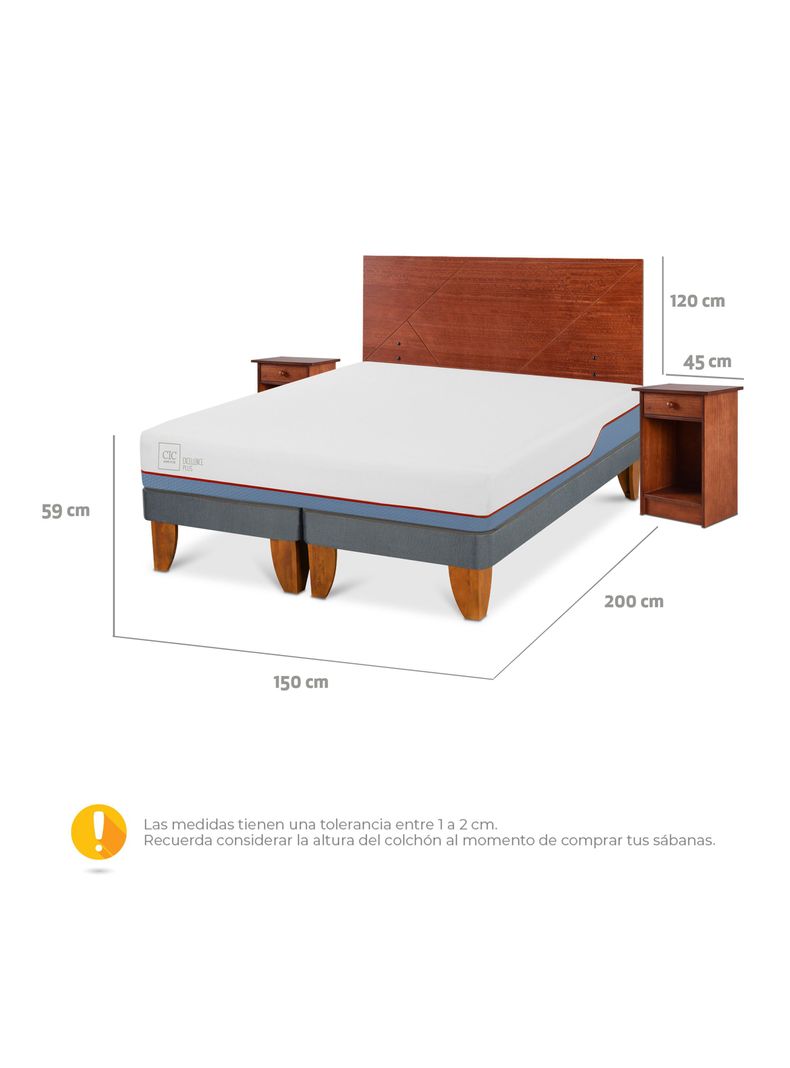 Cama Europea Excellence Plus 2 Plazas Base Dividida + Set Muebles New Villarrica-1