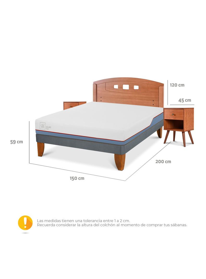 Cama Europea Excellence Plus 2 Plazas Base Normal + Set Muebles New Gales-1