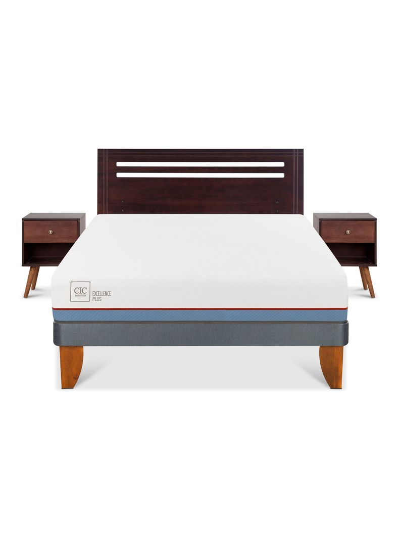 Cama Europea Excellence Plus 2 Plazas Base Normal + Set Muebles New Munich-2
