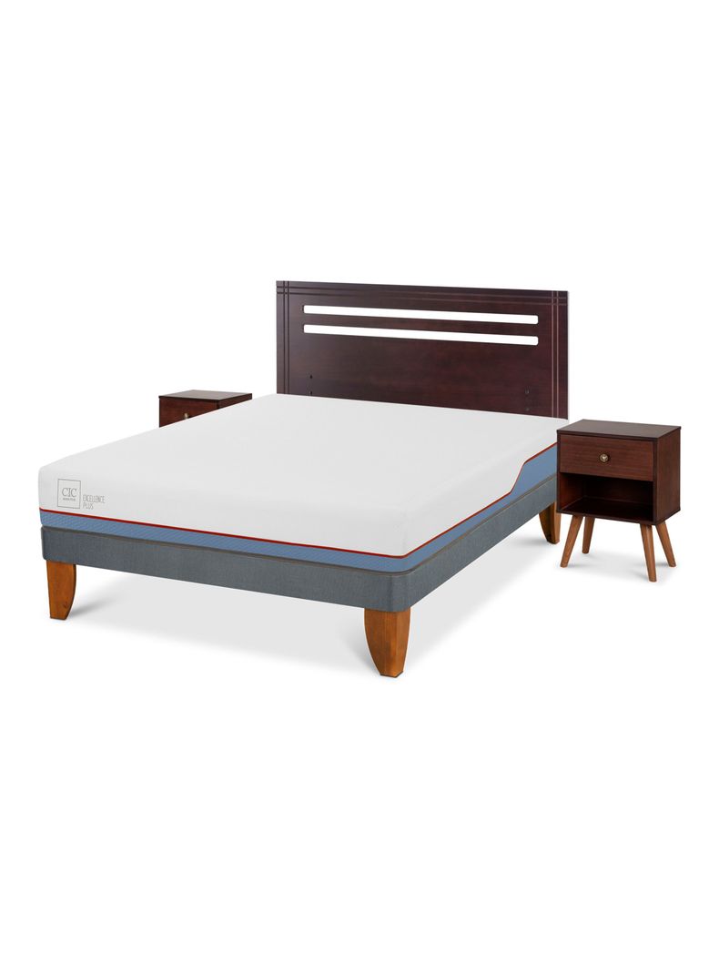 Cama Europea Excellence Plus 2 Plazas Base Normal + Set Muebles New Munich-0