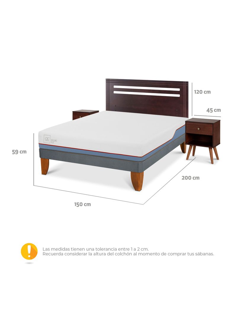 Cama Europea Excellence Plus 2 Plazas Base Normal + Set Muebles New Munich-1