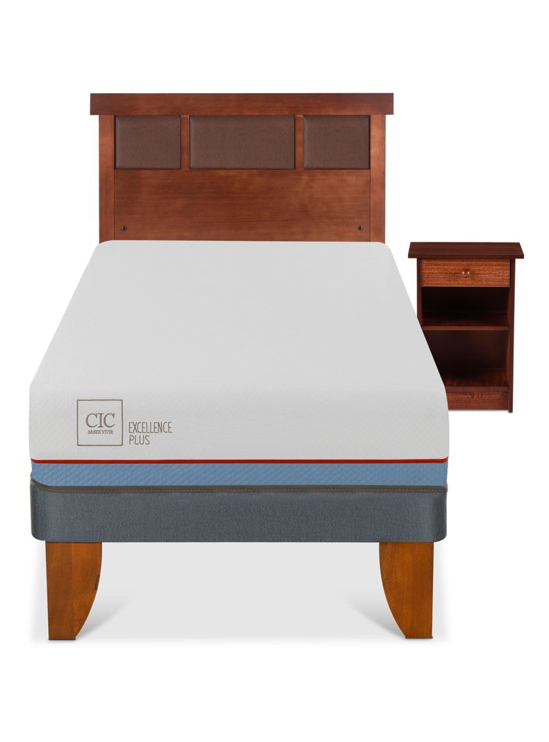 Cama Europea Excellence Plus 1 Plaza + Set Muebles New Dublín Caramel-2