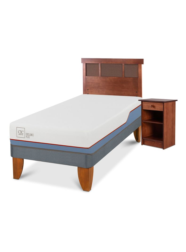 Cama Europea Excellence Plus 1 Plaza + Set Muebles New Dublín Caramel-0