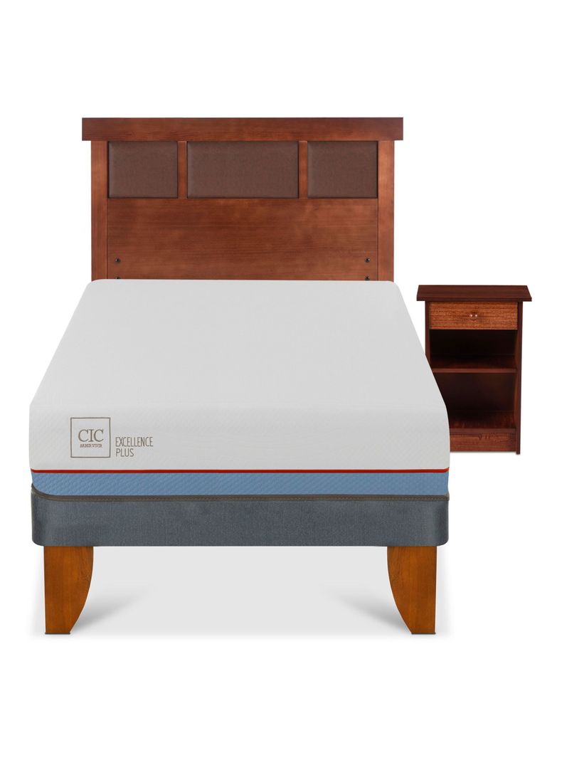 Cama Europea Excellence Plus 1.5 Plazas Base Normal + Set Muebles New Dublín-2