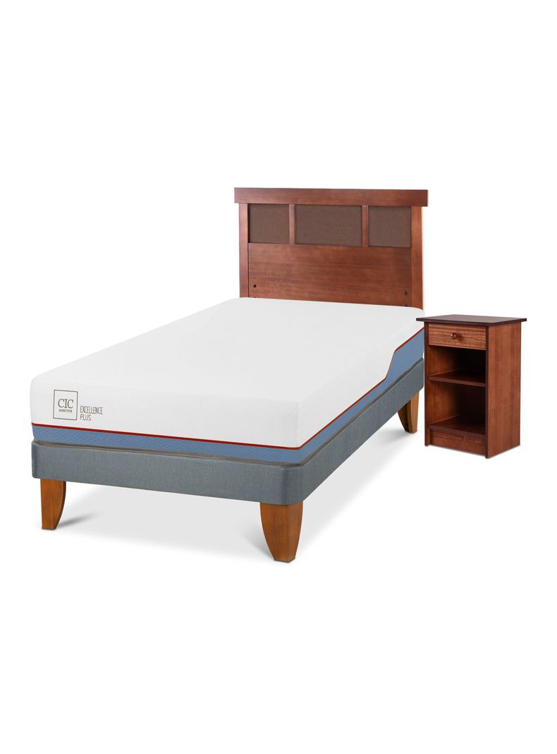 Cama Europea Excellence Plus 1.5 Plazas Base Normal + Set Muebles New Dublín-0