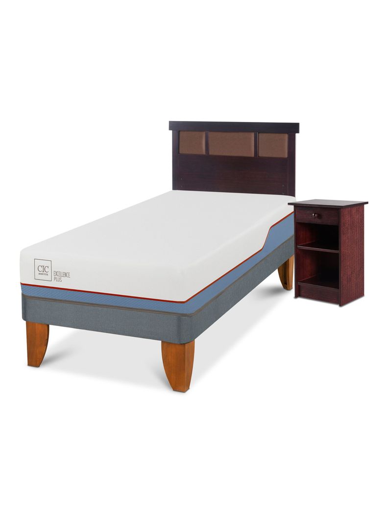 Cama Europea Excellence Plus 1 Plaza + Set Muebles New Dublín Chocolate-0