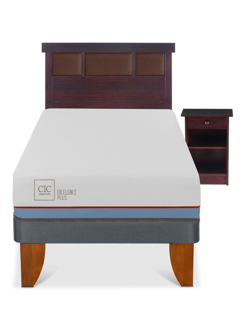 Cama Europea Excellence Plus 1 Plaza + Set Muebles New Dublín Chocolate-2