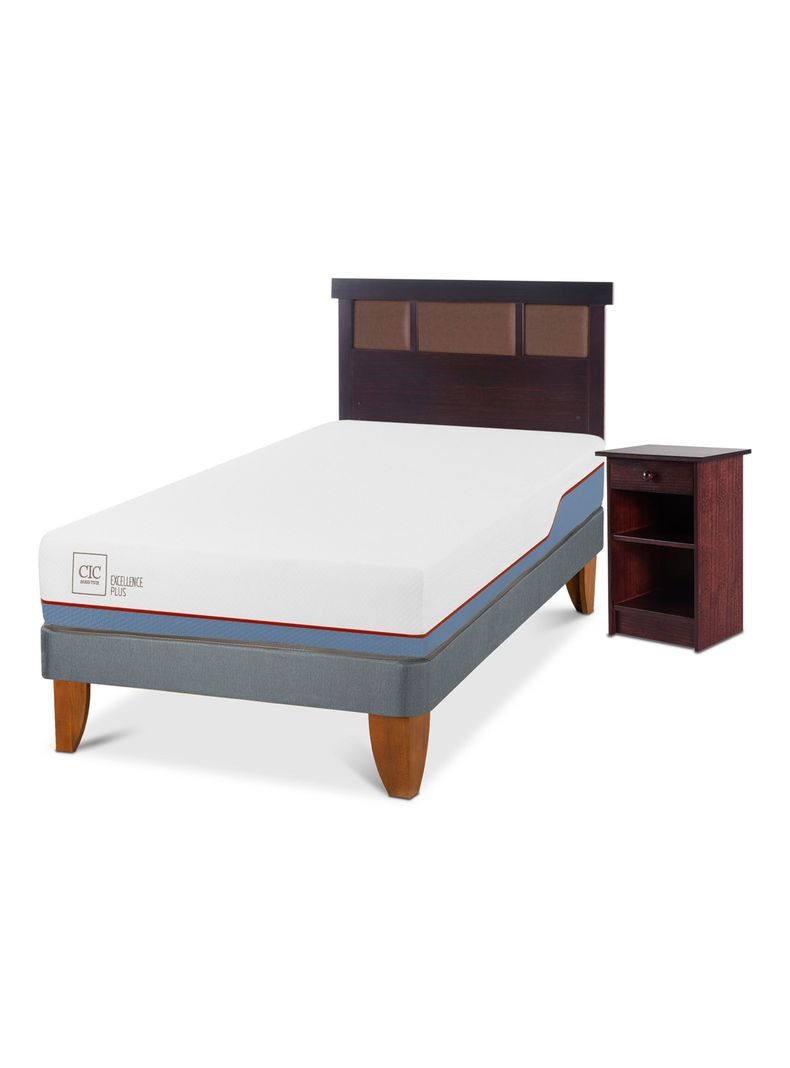 Cama Europea Excellence Plus 1.5 Plazas + Set Muebles New Dublín Chocolate-0