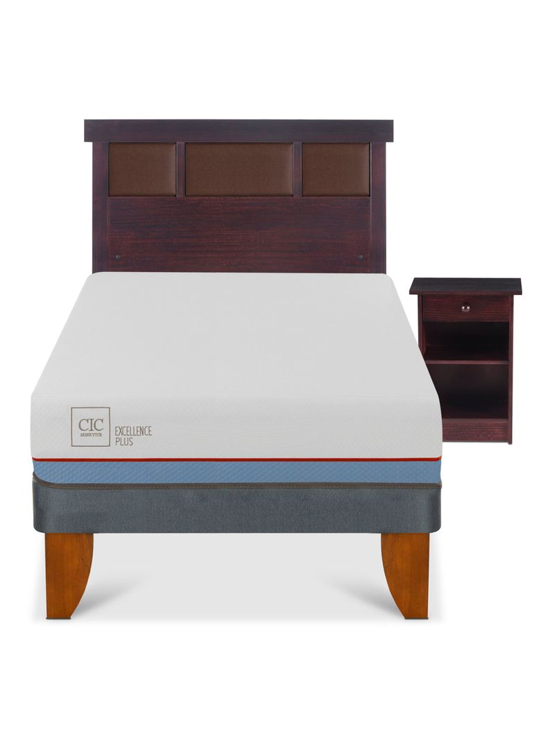 Cama Europea Excellence Plus 1.5 Plazas + Set Muebles New Dublín Chocolate-2