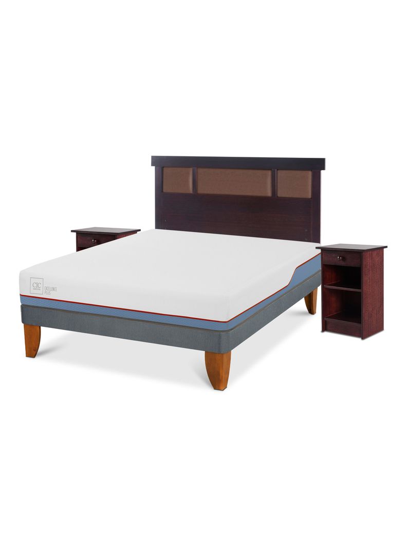 Cama Europea Excellence Plus 2 Plazas Base Normal + Set Muebles New Dublín Chocolate-0
