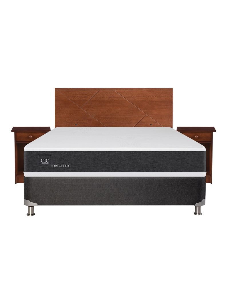 Box Spring New Ortopedic B5 Black 2 Plazas Base Normal + Set Muebles New Villarrica-1