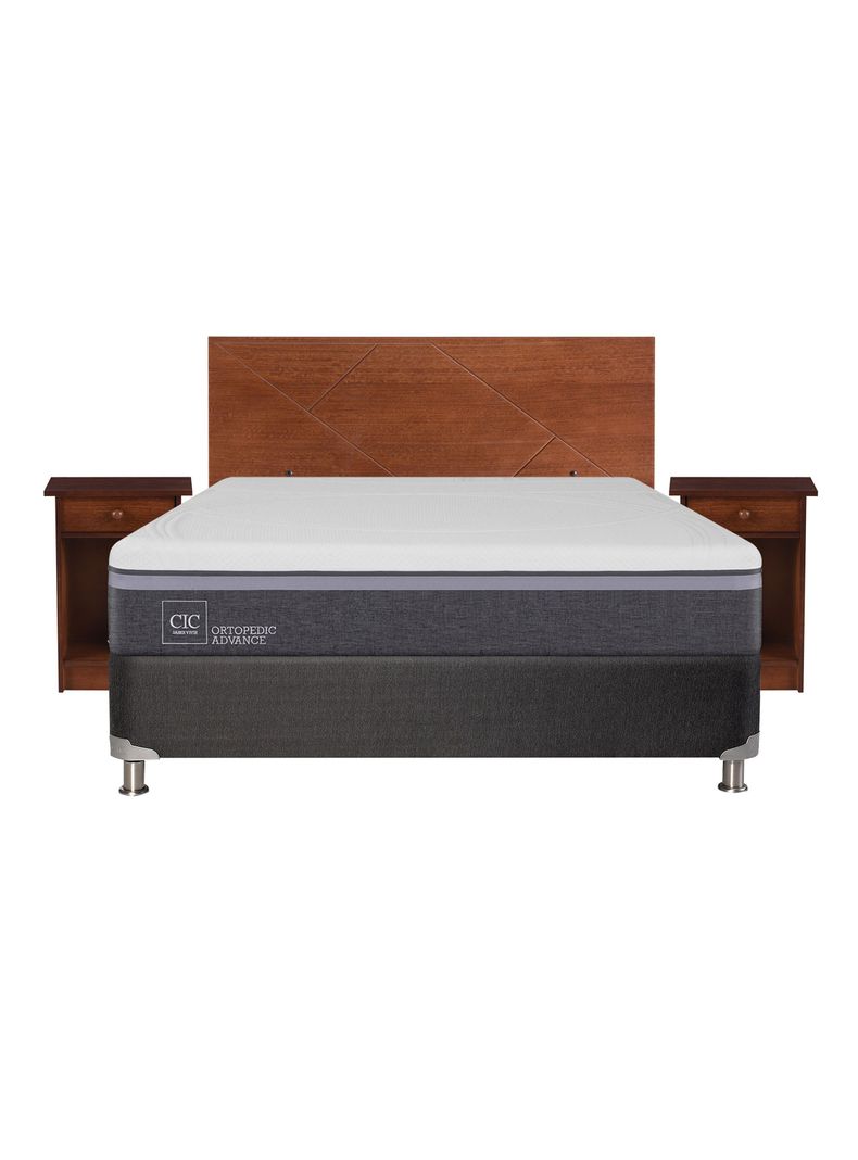 Box Spring Ortopedic Advance B5 Black 2 Plazas Base Normal + Set Muebles New Villarrica-1