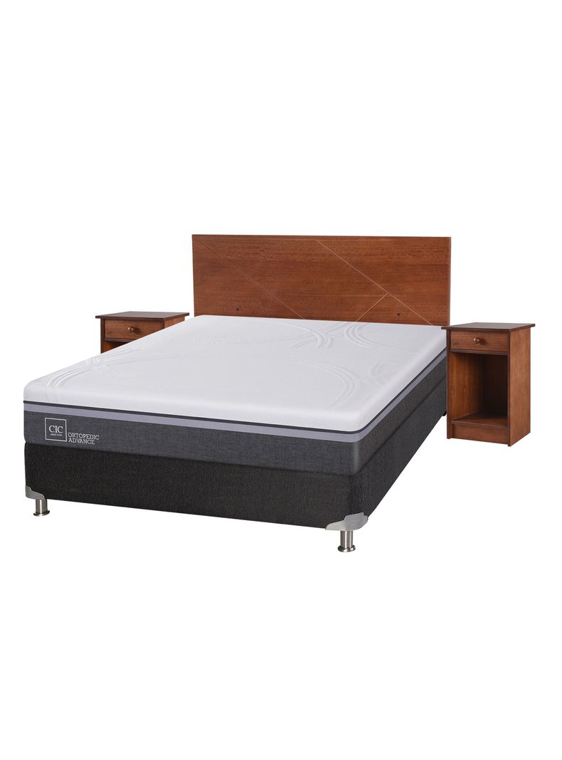 Box Spring Ortopedic Advance B5 Black 2 Plazas Base Normal + Set Muebles New Villarrica-0